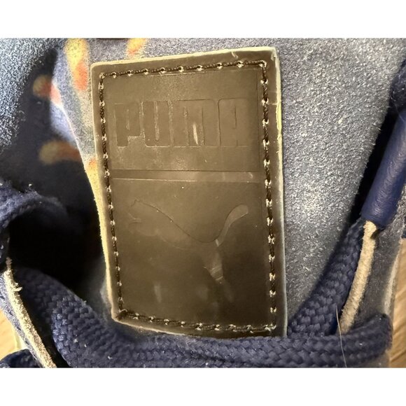 Puma Suede Sneakers Mens Size 9 Blue Tie-Dye Pattern w/ Speckled Yellow Sole - Picture 7 of 8